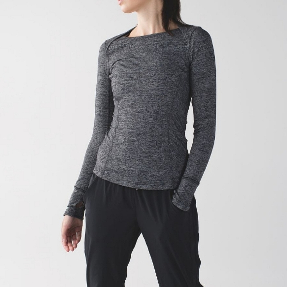 Lululemon Kanto Catch Me Long Sleeve Wee Stripe Black Heathered Black Size 4